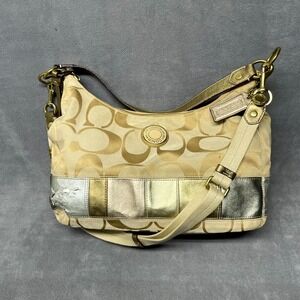 Coach F19283 Women's Handbag Beige Rose Gold Single Shoulder Strap Hobo Bag